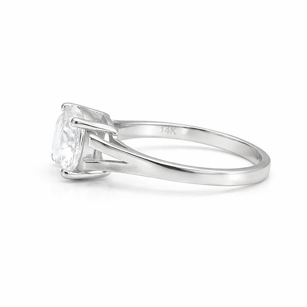 2.80 ct DEW Round Cut White Moissanite Solitaire Ring Certified 18K Gold Plated