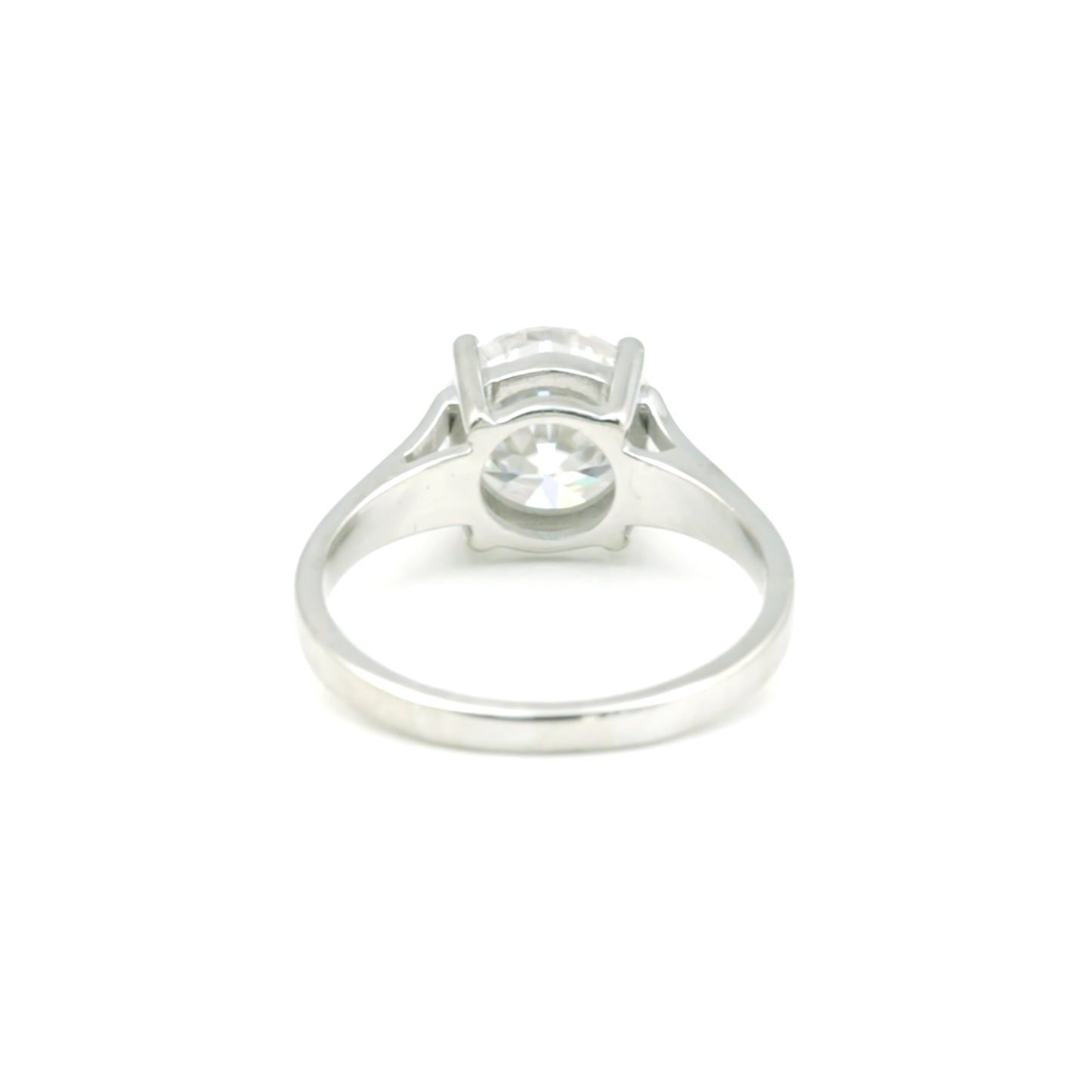 3 Ct Round Cut White Moissanite Solitaire Ring In Gold Vermeil Certified
