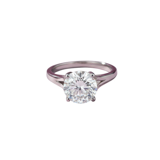 3.40 carat round cut lab-grown diamond solitaire ring in 18k gold vermeil