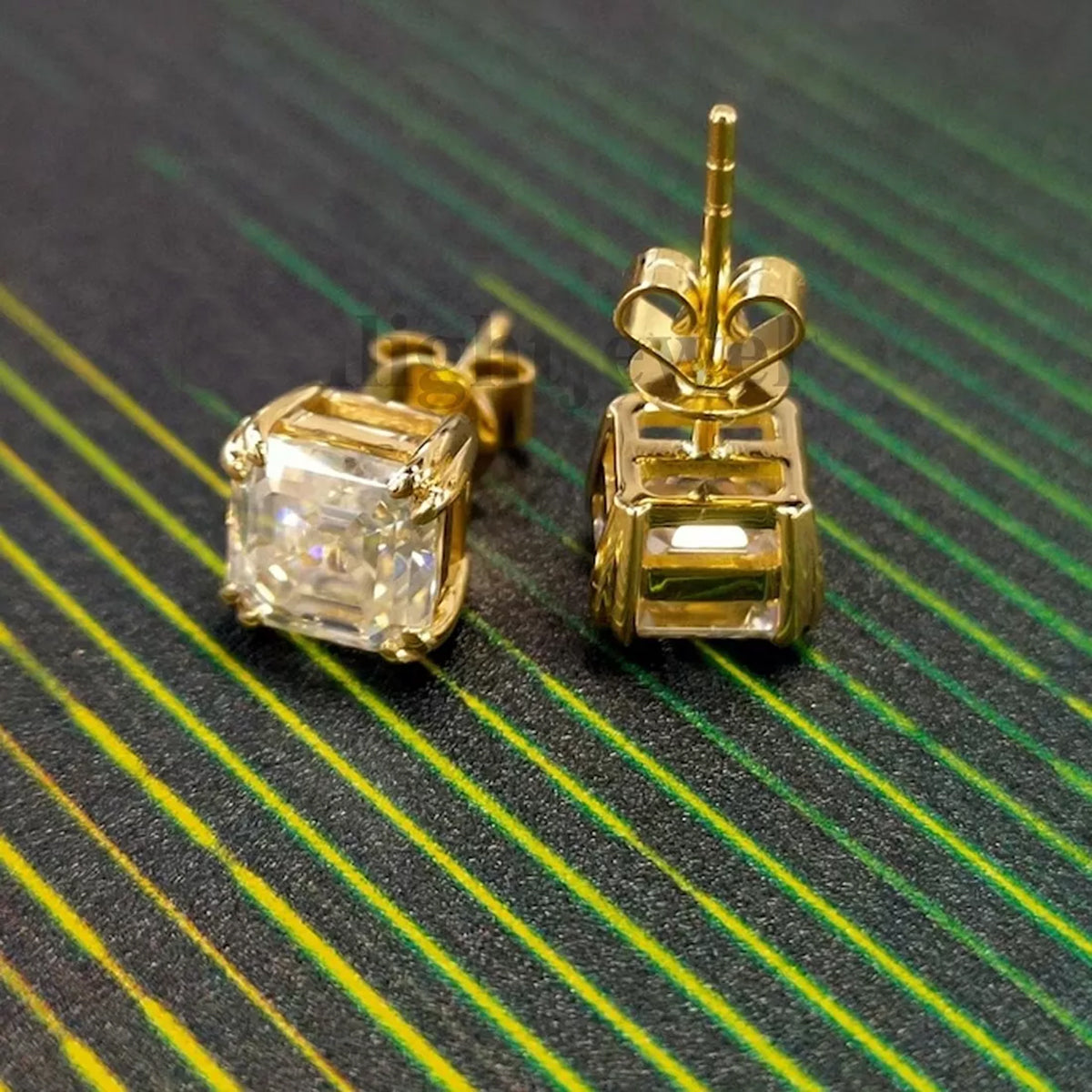 5.20ct DEW White Moissanite Square Cut Stud Earrings