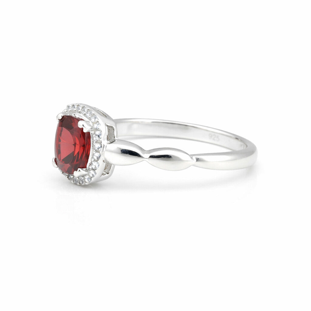 Red Ruby Solitaire Ring 3.73 Ct. Round Cut 925 Sterling Silver Stackable Band
