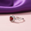 Red Ruby Solitaire Ring 3.73 Ct. Round Cut 925 Sterling Silver Stackable Band
