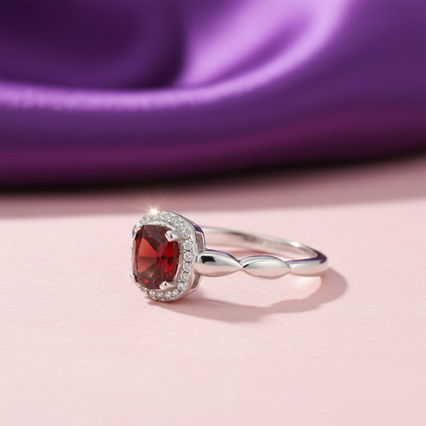 Red Ruby Solitaire Ring 3.73 Ct. Round Cut 925 Sterling Silver Stackable Band