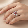 Red Ruby Solitaire Ring 3.73 Ct. Round Cut 925 Sterling Silver Stackable Band