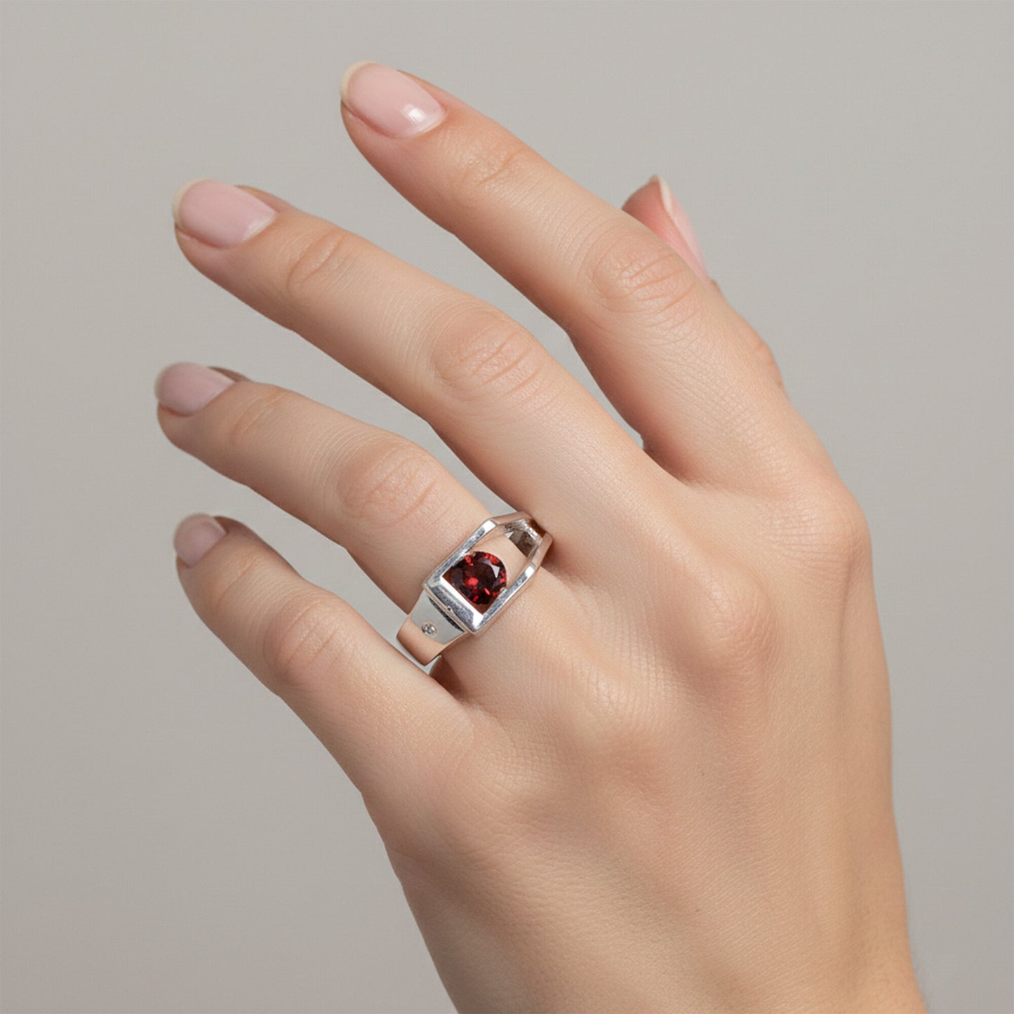 Garnet Round Cut 3.50 Ct. Gemstone Ring 925 Sterling Silver Women Gift