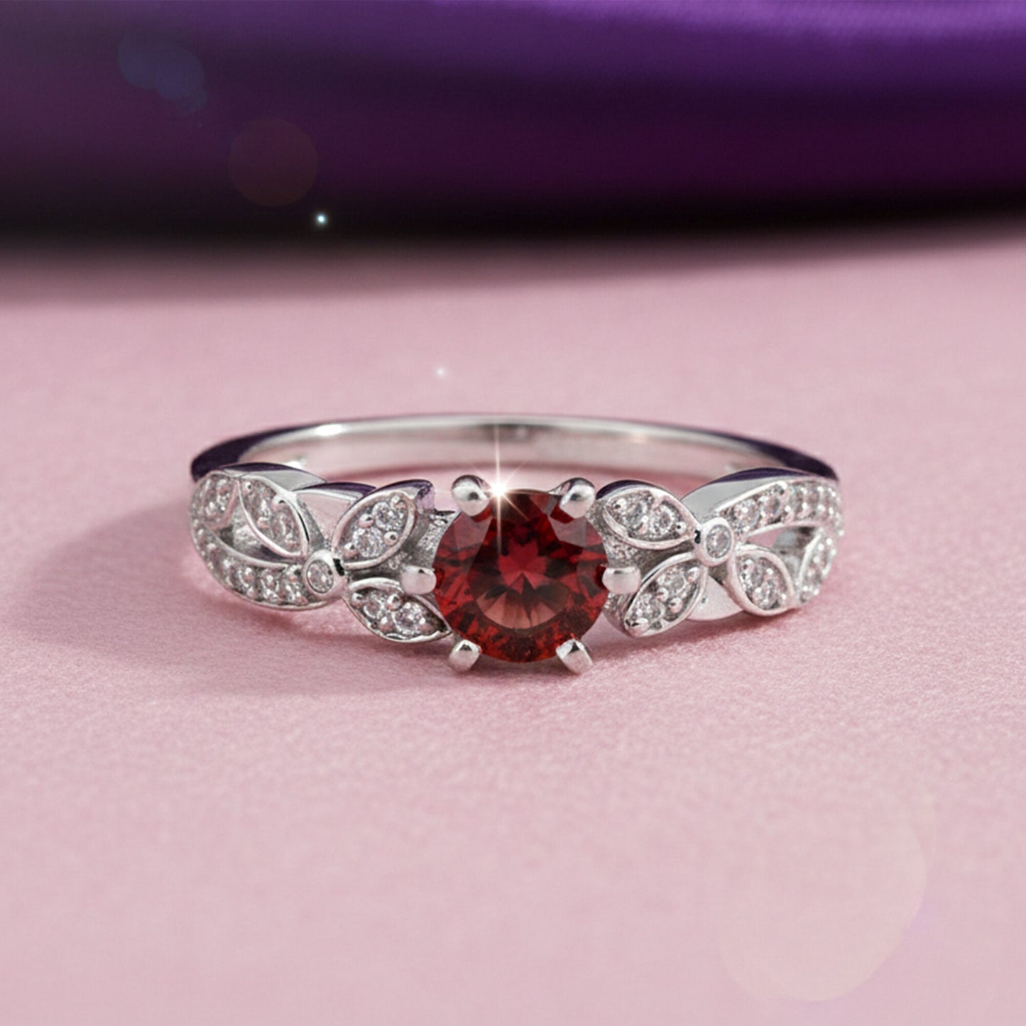 Round Cut Garnet Ring 5.50 Ct. 925 Sterling Silver Eternity Band Gift for Her
