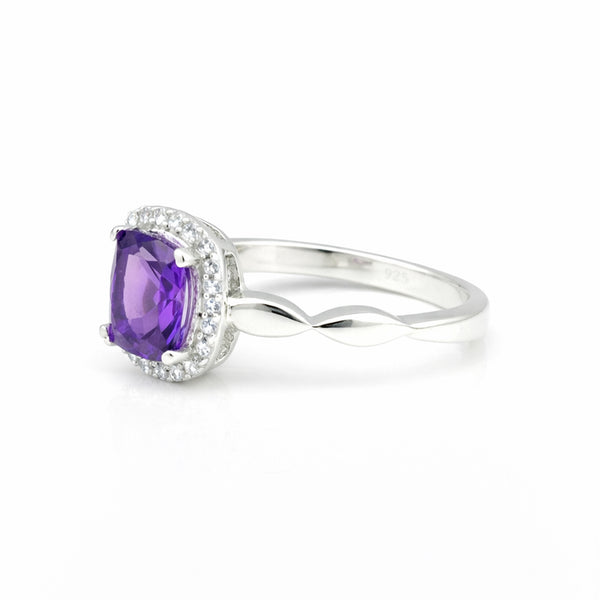 Amethyst Gemstone Ring 8.00 Ct. Cushion Cut 925 Sterling Silver Anniversary Gift