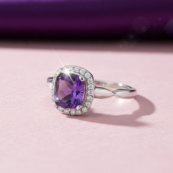 Amethyst Gemstone Ring 8.00 Ct. Cushion Cut 925 Sterling Silver Anniversary Gift