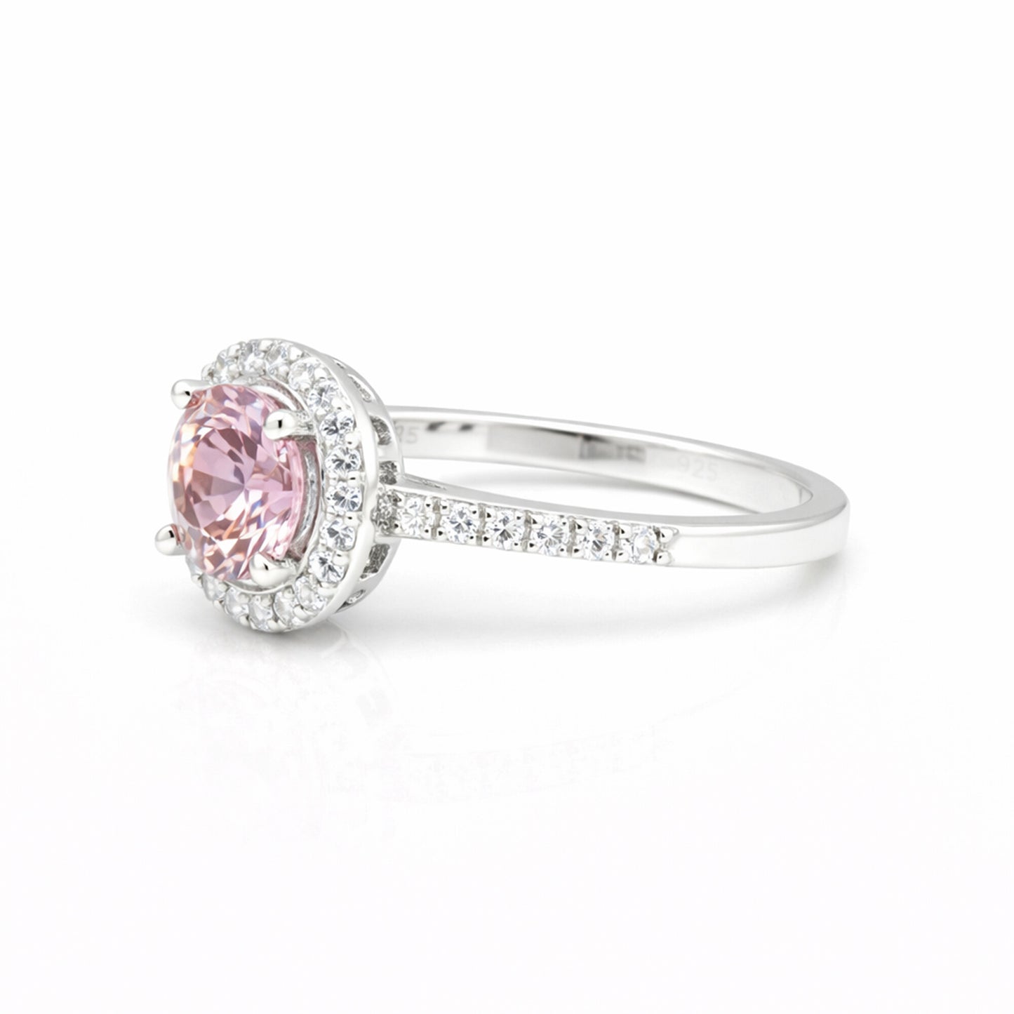 Pink Moissanite Round Ring 7.00 Ct. 925 Sterling Silver Stackable Eternity Band