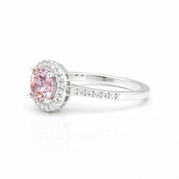 Pink Moissanite Round Ring 7.00 Ct. 925 Sterling Silver Stackable Eternity Band