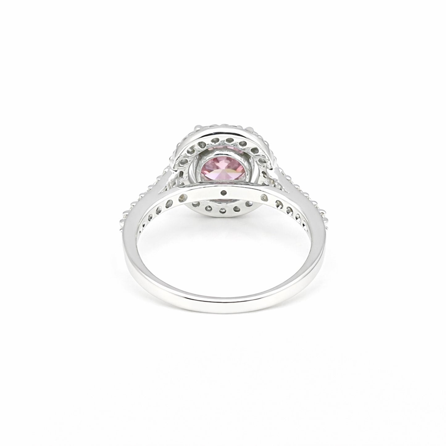 Pink Moissanite Round Ring 7.00 Ct. 925 Sterling Silver Stackable Eternity Band