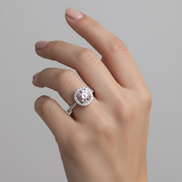 Pink Moissanite Round Ring 7.00 Ct. 925 Sterling Silver Stackable Eternity Band