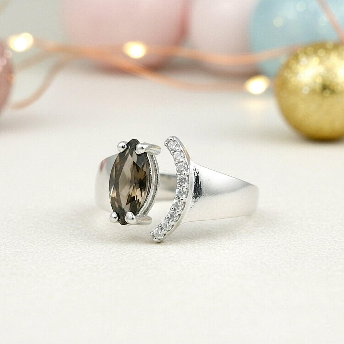 Topaz Marquise Solitaire Gemstone Ring 3.00 Ct. 925 Sterling Silver Women Gift H