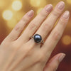 Black Pearl Round Cut Solitaire Ring 3.50 Ct. 925 Sterling Silver Gift for Her