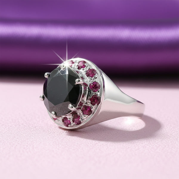 Black Moissanite Solitaire Ring 5.50 Ct. Round Cut 925 Sterling Silver Stackable