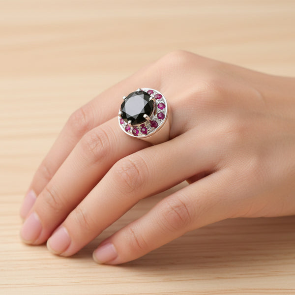 Black Moissanite Solitaire Ring 5.50 Ct. Round Cut 925 Sterling Silver Stackable