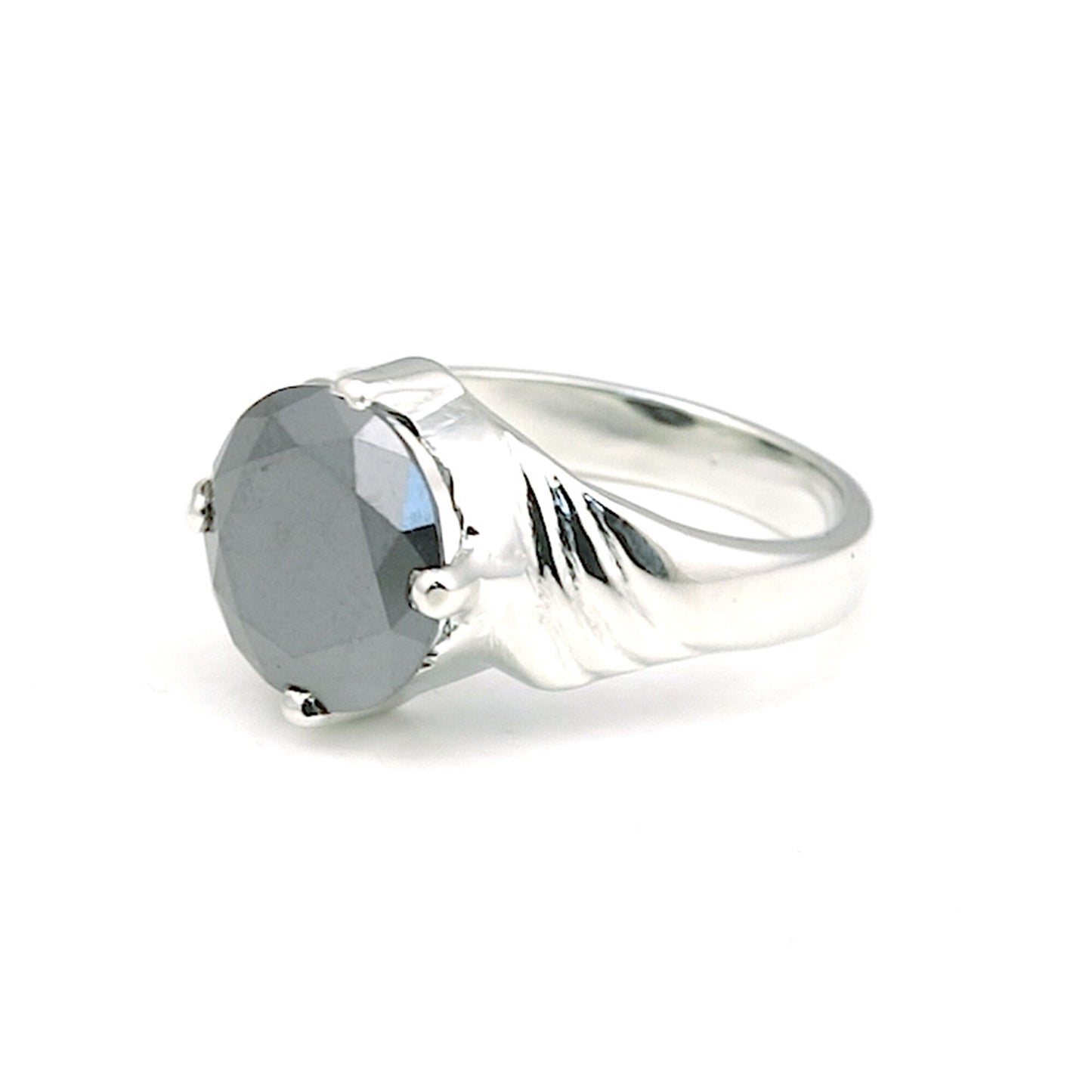 Black Moissanite Round Ring 7.50 Ct. 925 Sterling Silver Stackable Eternity Band