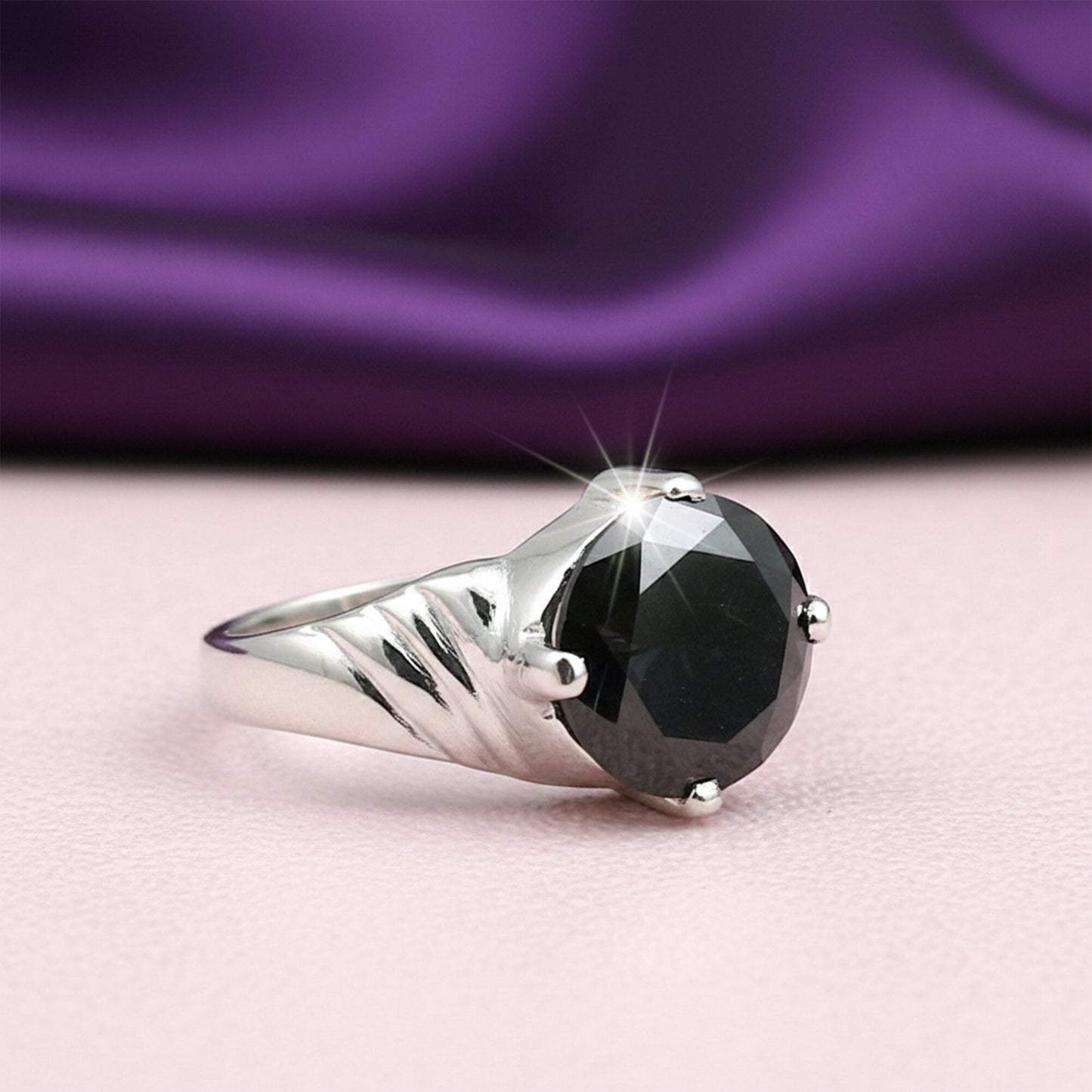 Black Moissanite Round Ring 7.50 Ct. 925 Sterling Silver Stackable Eternity Band