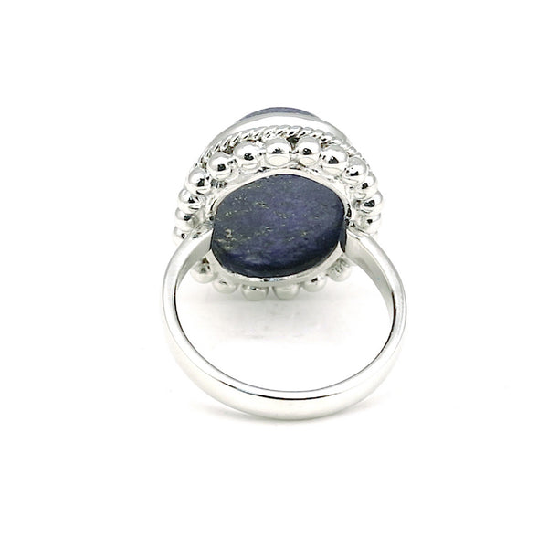 Lapis Oval Solitaire Ring 8.00 Ct. 925 Sterling Silver Wedding Fine Jewelry Gift