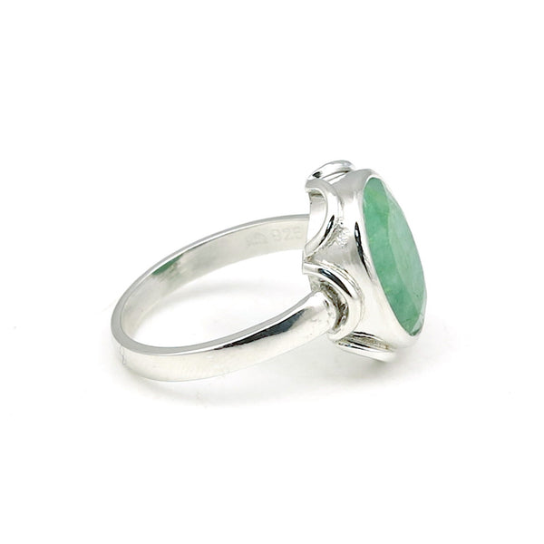 3.50 Ct. Green Emerald Ring Oval Cut 925 Sterling Silver Eternity Band Fine Gift