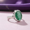 3.50 Ct. Green Emerald Ring Oval Cut 925 Sterling Silver Eternity Band Fine Gift
