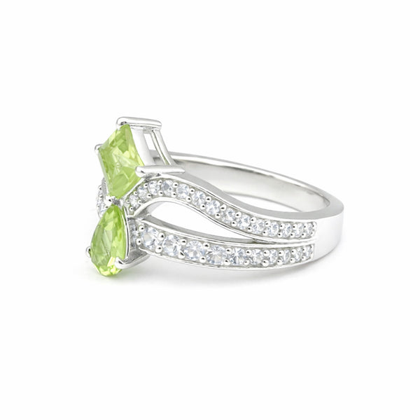Green Amethyst Pear Cut Solitaire Ring 3.00 Ct. 925 Sterling Silver Gift for Her