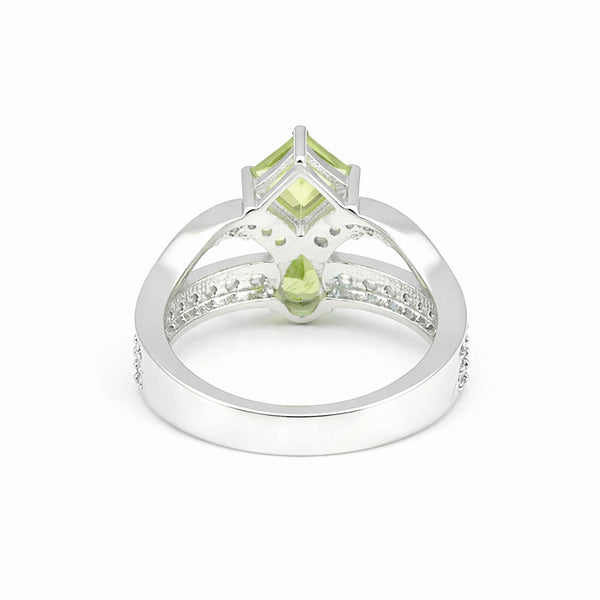 Green Amethyst Pear Cut Solitaire Ring 3.00 Ct. 925 Sterling Silver Gift for Her