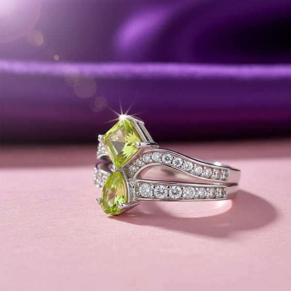 Green Amethyst Pear Cut Solitaire Ring 3.00 Ct. 925 Sterling Silver Gift for Her