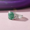 Green Emerald Solitaire Ring 4.70 Ct. Cushion Cut 925 Sterling Silver Stackable