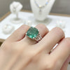 Green Emerald Solitaire Ring 4.70 Ct. Cushion Cut 925 Sterling Silver Stackable