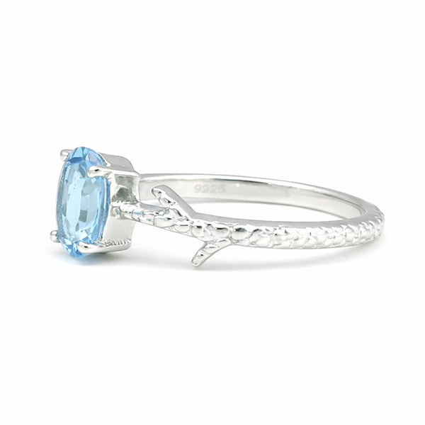 Aquamarine Gemstone Ring 7.00 Ct. Oval Cut 925 Sterling Silver Birthday Gift Her
