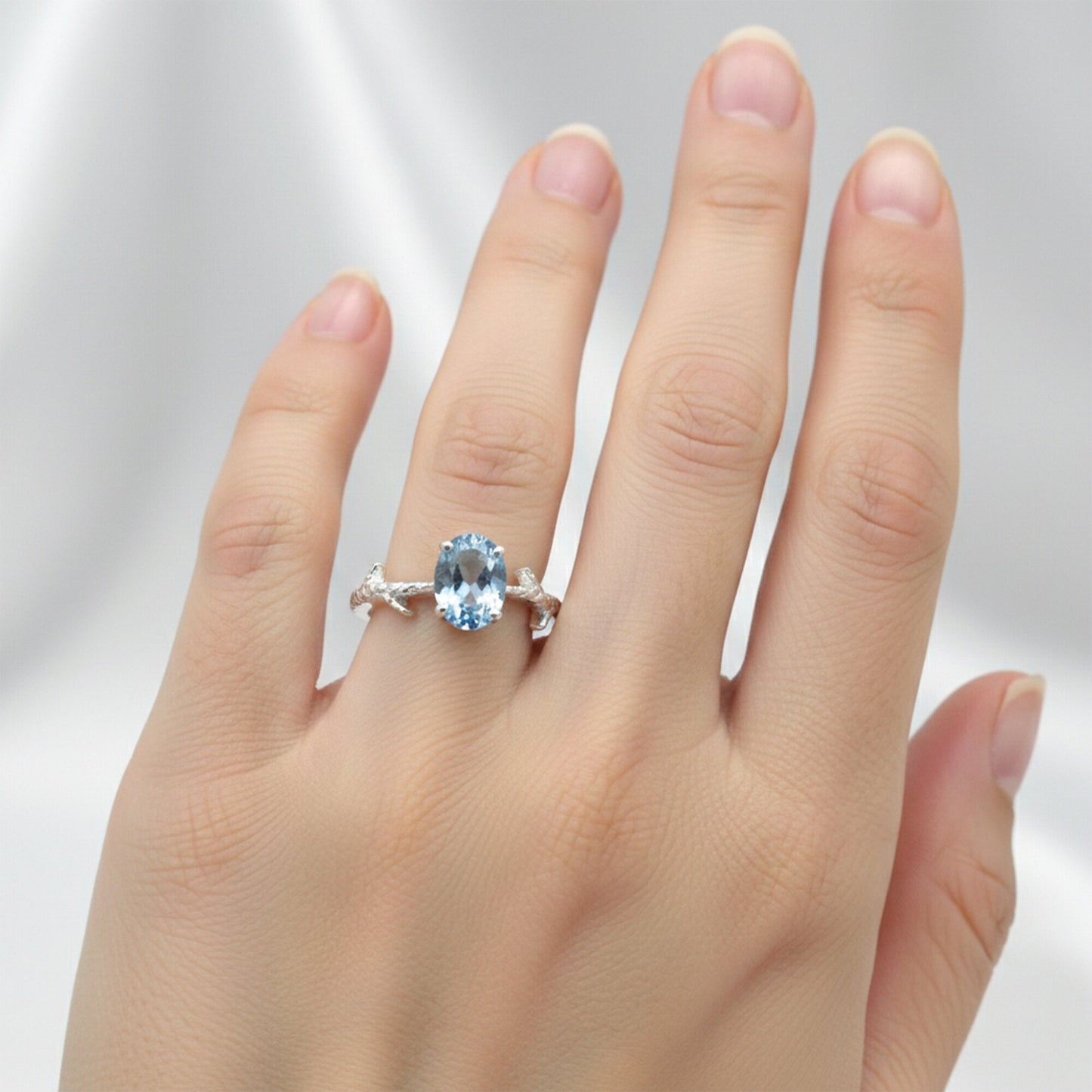 Aquamarine Gemstone Ring 7.00 Ct. Oval Cut 925 Sterling Silver Birthday Gift Her