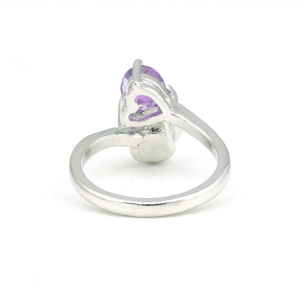 Purple Amethyst Pear Ring 6.50 Ct. 925 Sterling Silver Stackable Eternity Band G