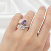 Purple Amethyst Pear Ring 6.50 Ct. 925 Sterling Silver Stackable Eternity Band G