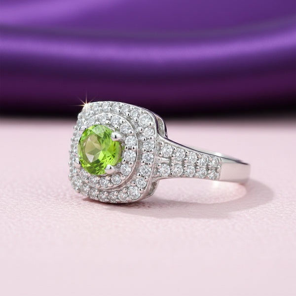 2.00 Ct. Green Amethyst Ring Round Cut 925 Sterling Silver Eternity Band Fine Gi