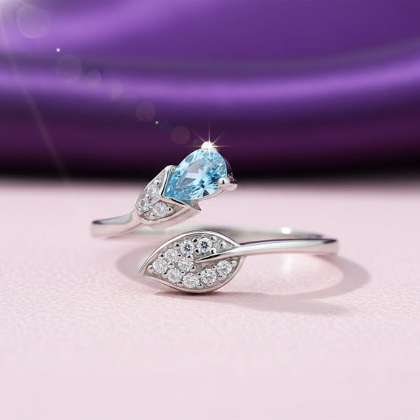 Aquamarine Pear Solitaire Gemstone Ring 9.00 Ct. 925 Sterling Silver Women Gift
