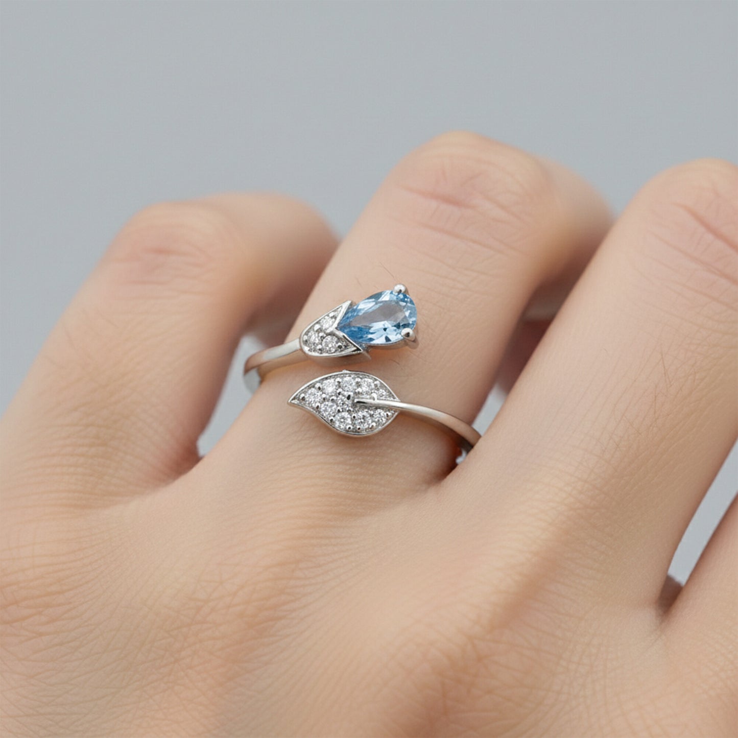 Aquamarine Pear Solitaire Gemstone Ring 9.00 Ct. 925 Sterling Silver Women Gift