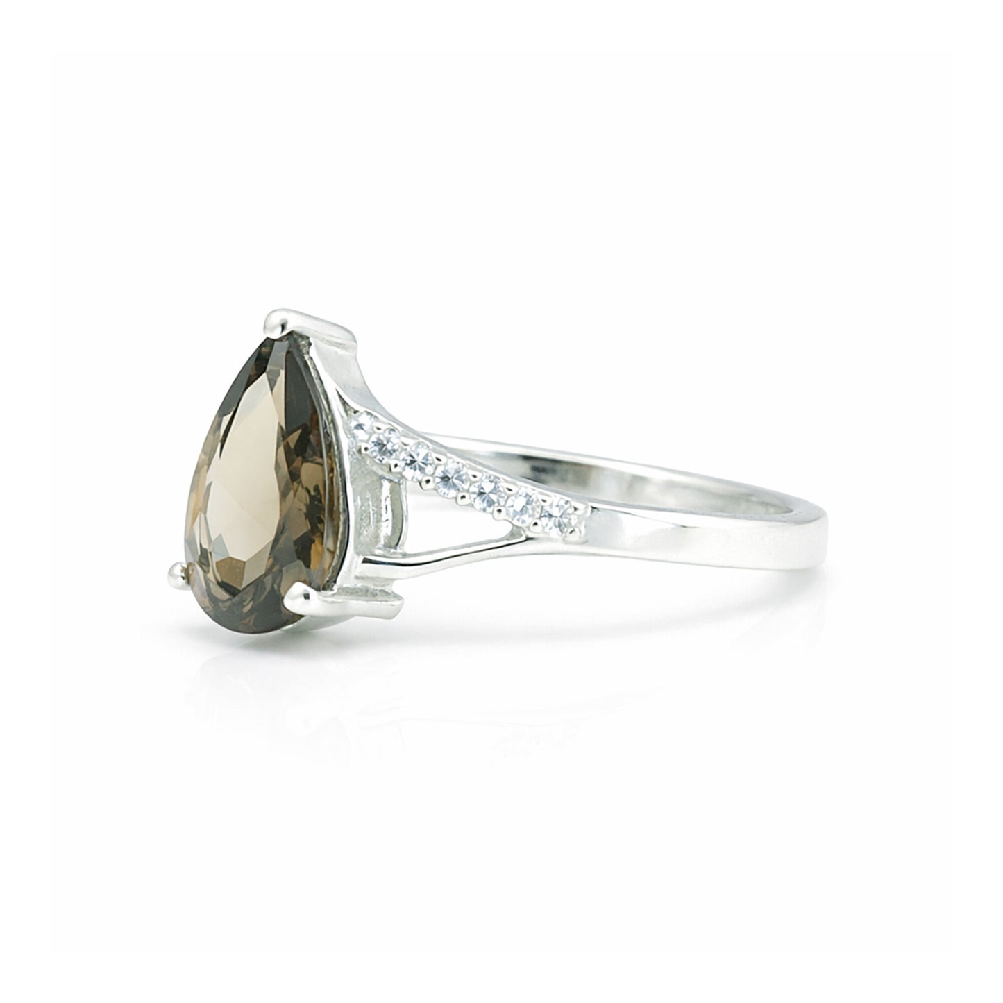 Brown Topaz Pear Cut Solitaire Ring 6.60 Ct. 925 Sterling Silver Gift for Her