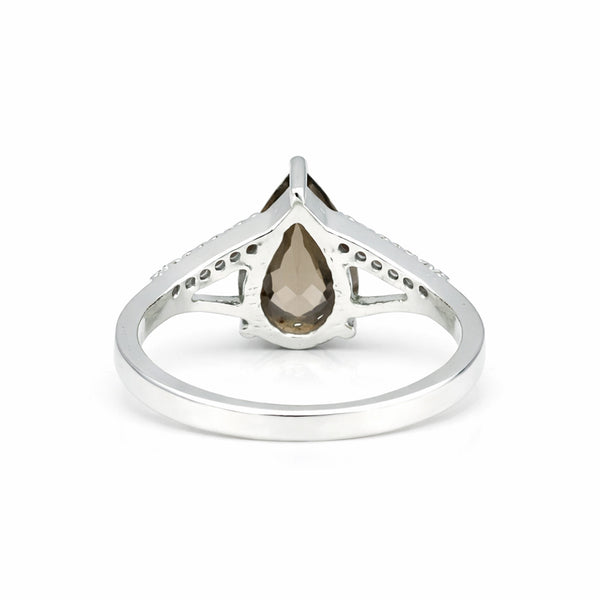 Brown Topaz Pear Cut Solitaire Ring 6.60 Ct. 925 Sterling Silver Gift for Her