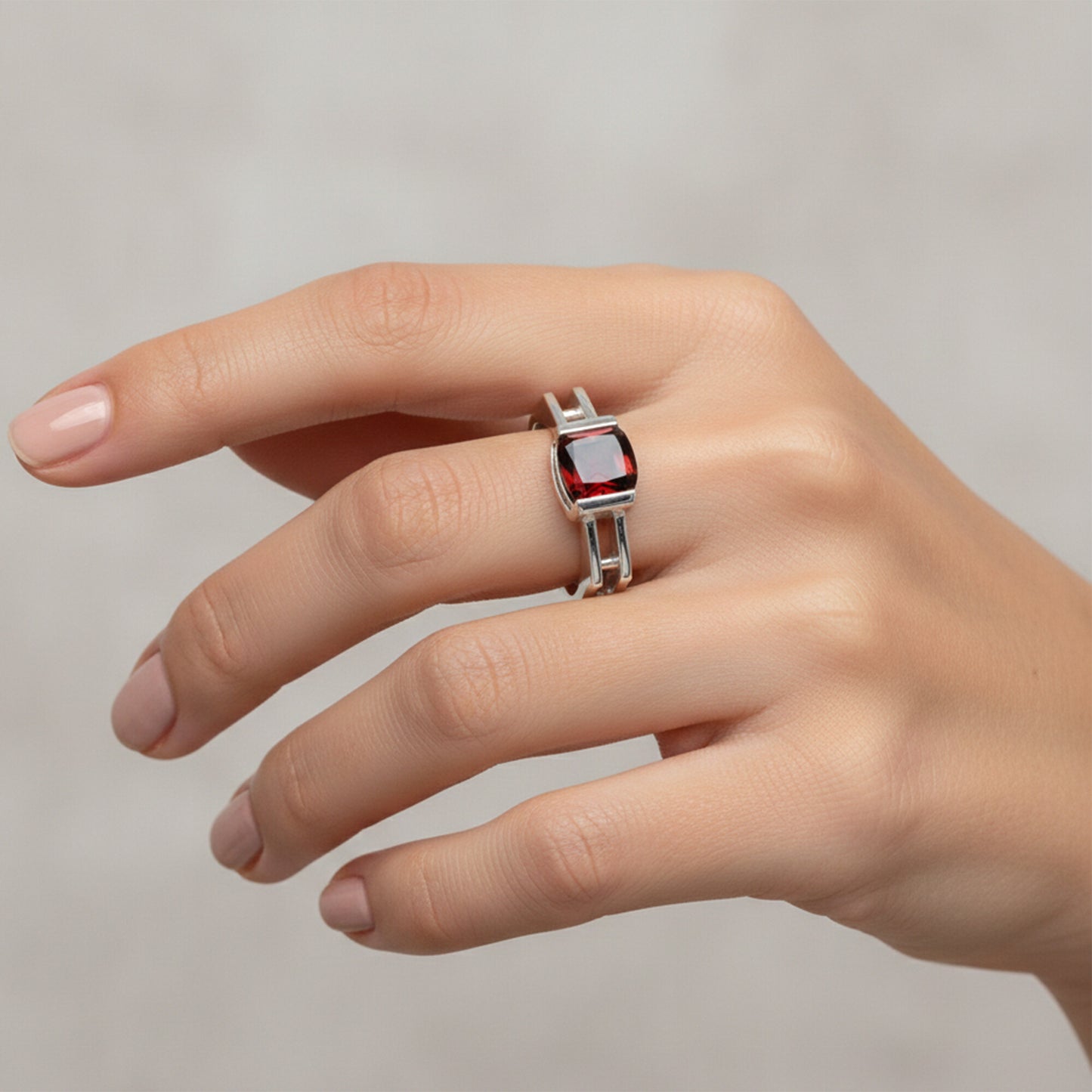 4.90 Ct. Garnet Emerald Solitaire Ring 925 Sterling Silver Wedding Fine Jewelry