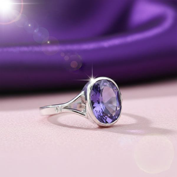 Amethyst Oval Cut 3.75 Ct. Gemstone Ring 925 Sterling Silver Women Gift