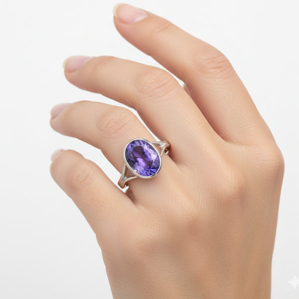 Amethyst Oval Cut 3.75 Ct. Gemstone Ring 925 Sterling Silver Women Gift