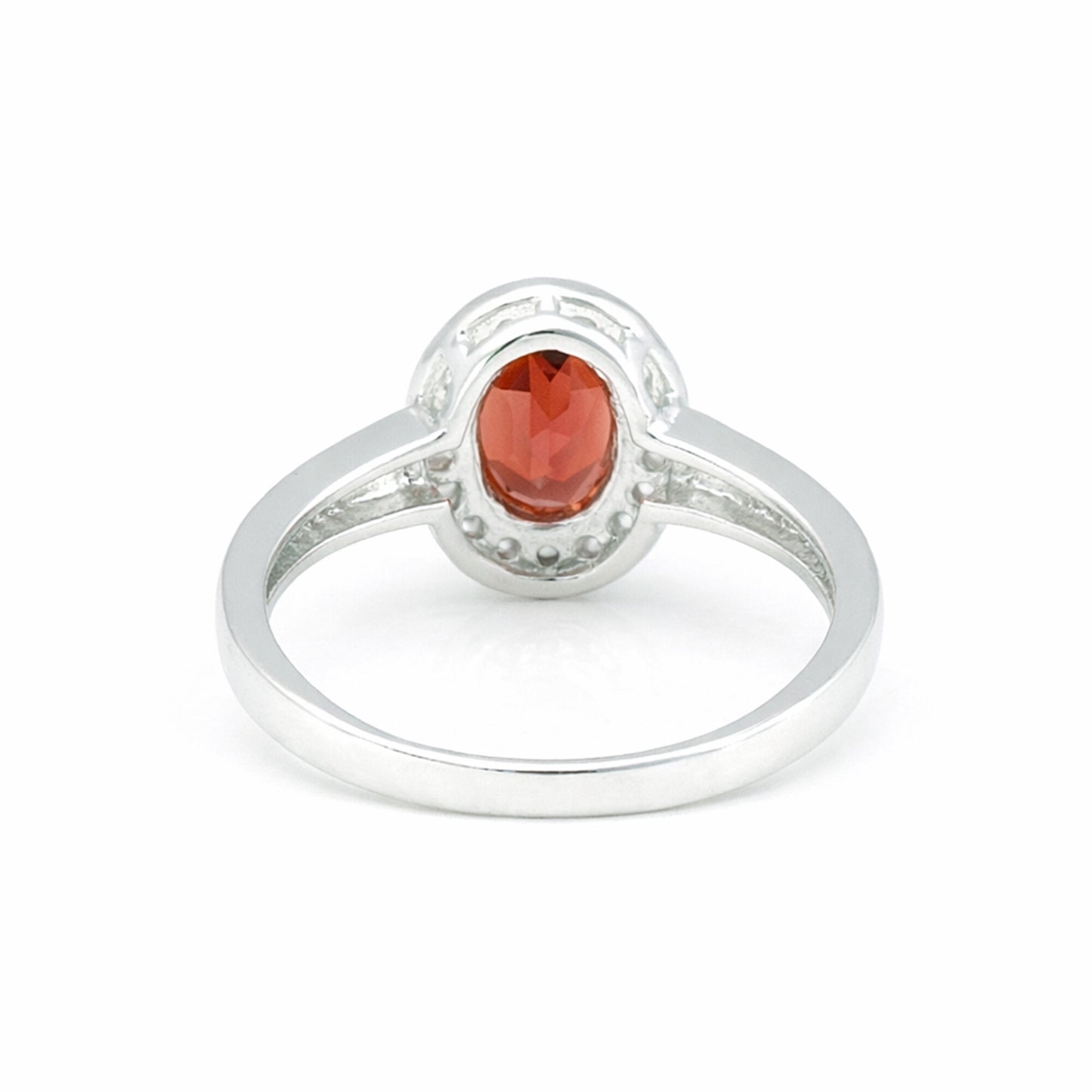 Red Garnet Solitaire Ring 4.85 Ct. Oval Cut 925 Sterling Silver Stackable Band