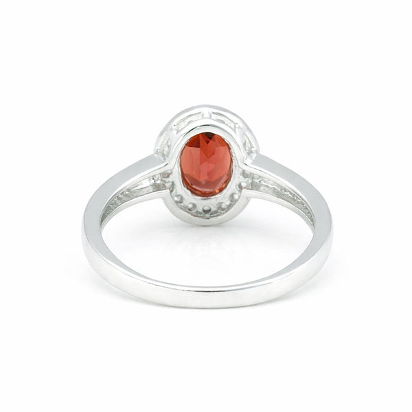 Red Garnet Solitaire Ring 4.85 Ct. Oval Cut 925 Sterling Silver Stackable Band