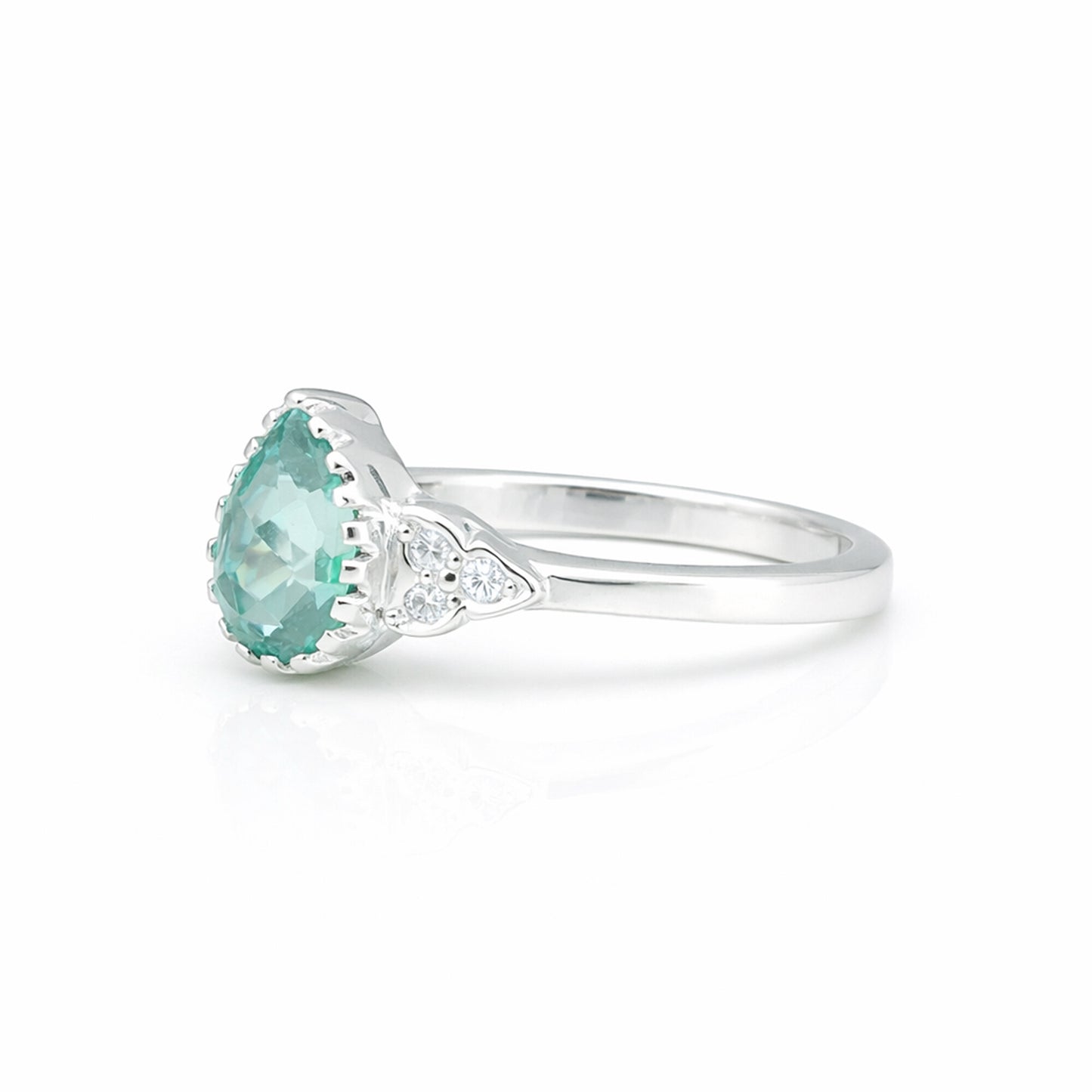 4.65 Ct. Aquamarine Pear Cut Ring 925 Sterling Silver Women Fine Jewelry