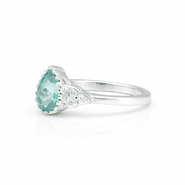 4.65 Ct. Aquamarine Pear Cut Ring 925 Sterling Silver Women Fine Jewelry