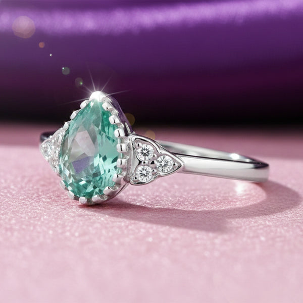 4.65 Ct. Aquamarine Pear Cut Ring 925 Sterling Silver Women Fine Jewelry