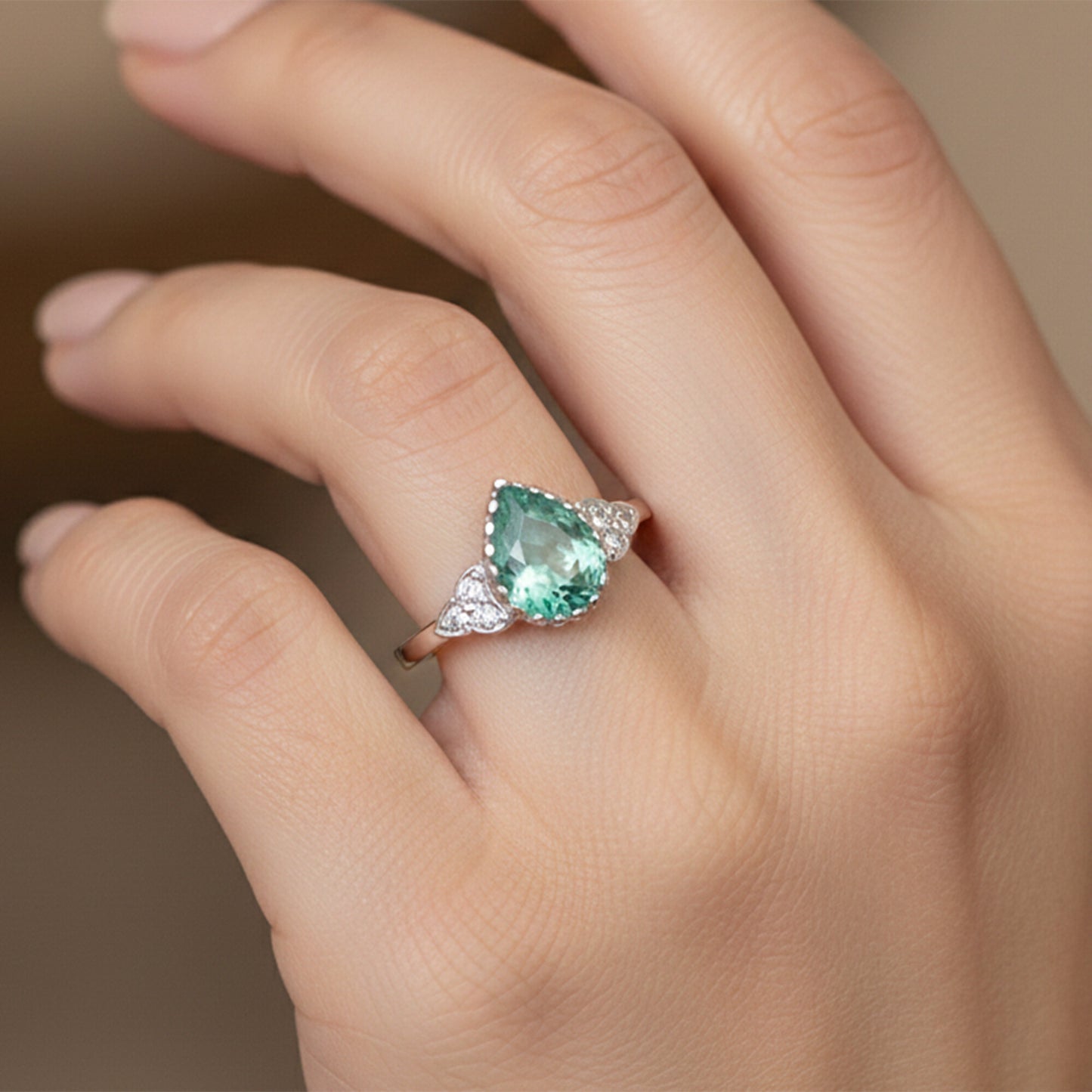 4.65 Ct. Aquamarine Pear Cut Ring 925 Sterling Silver Women Fine Jewelry