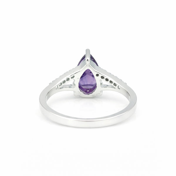 Amethyst Pear Solitaire Ring 5.80 Ct. 925 Sterling Silver Mother's Day Fine Jewe