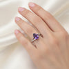Amethyst Pear Solitaire Ring 5.80 Ct. 925 Sterling Silver Mother's Day Fine Jewe